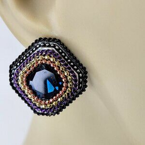 Purple Square Earrings